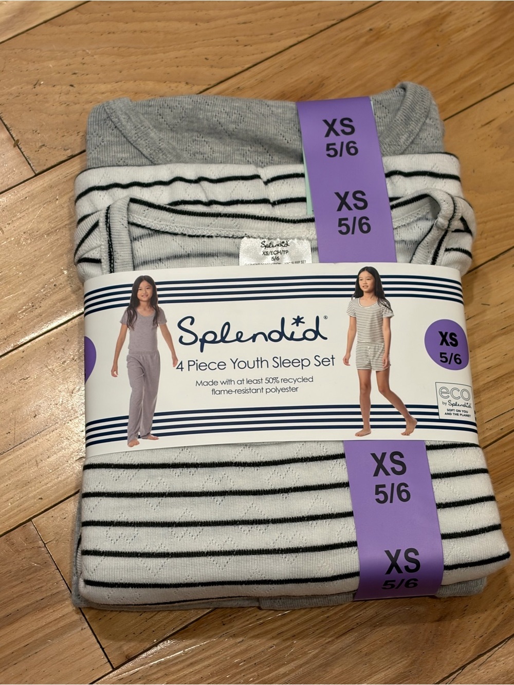 NWT Splendid 4 Piece Youth Sleep Set Pants, Shorts & 2 Short Sleeve Shirts XS